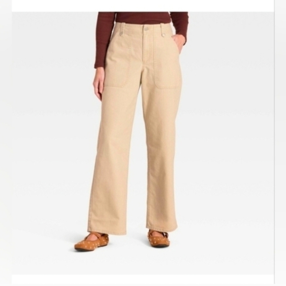 Universal Thread Women's Mid-Rise Straight Leg Cargo Pants, Tan Non-Stretch